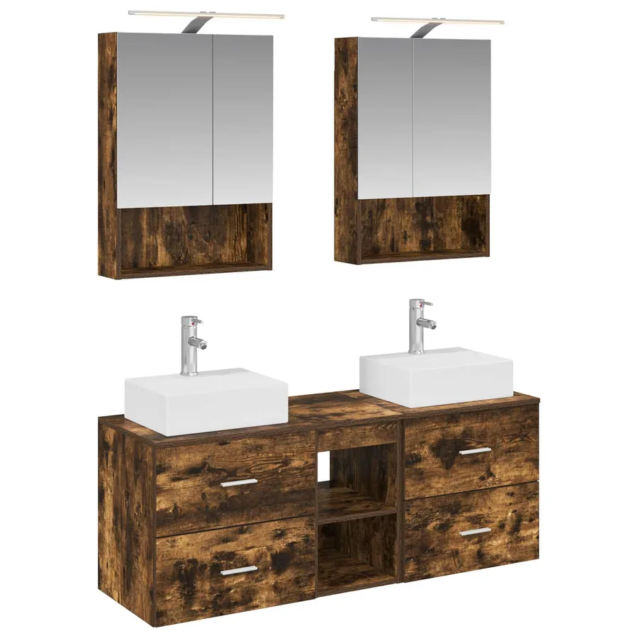 Ensemble de mobilier de salle de bain 5 pcs Chêne fumé - 2