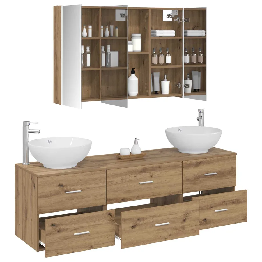 Ensemble de mobilier de salle de bain 4 pc Chêne artisanal - 3