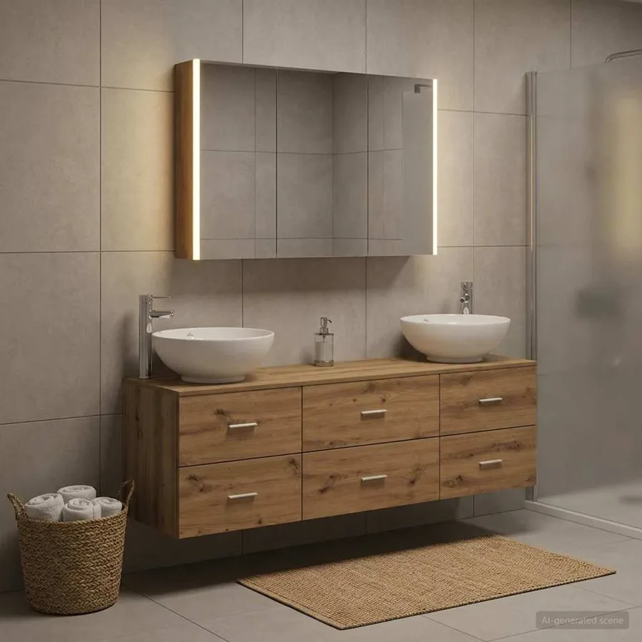 Ensemble de mobilier de salle de bain 4 pc Chêne artisanal - 4