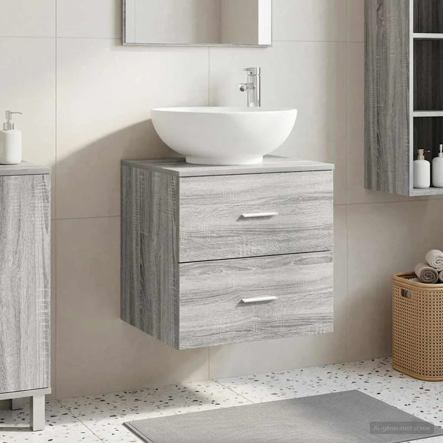 Vanité de lavabo mural Sonoma gris 49,5 x 44,5 x 66,5 cm