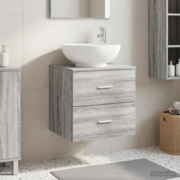 Vanité de lavabo mural Sonoma gris 49,5 x 44,5 x 66,5 cm