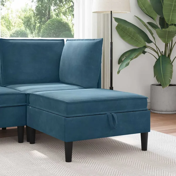 Pouf avec Rangement Bleu Velours