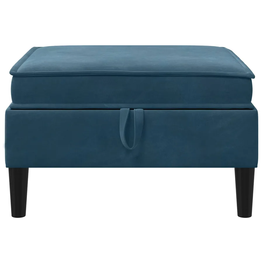 Pouf avec Rangement Bleu Velours - 4