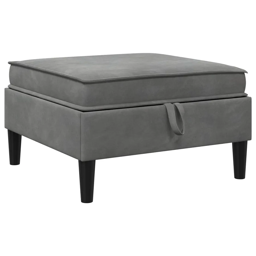 Pouf avec Rangement Gris foncé Velours - 2