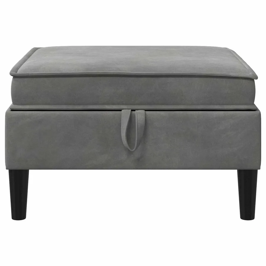 Pouf avec Rangement Gris foncé Velours - 4