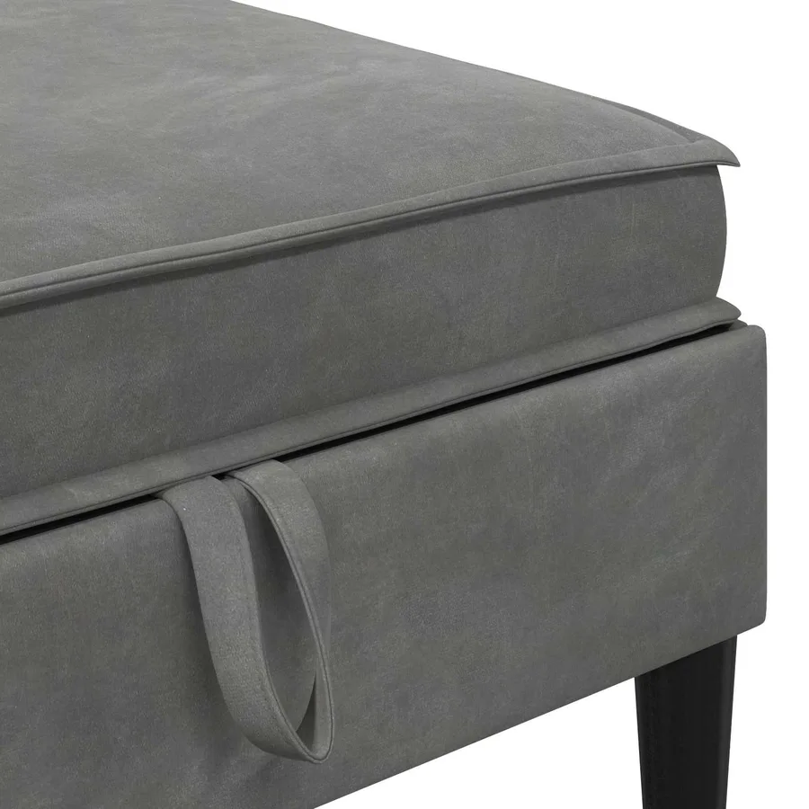 Pouf avec Rangement Gris foncé Velours - 7