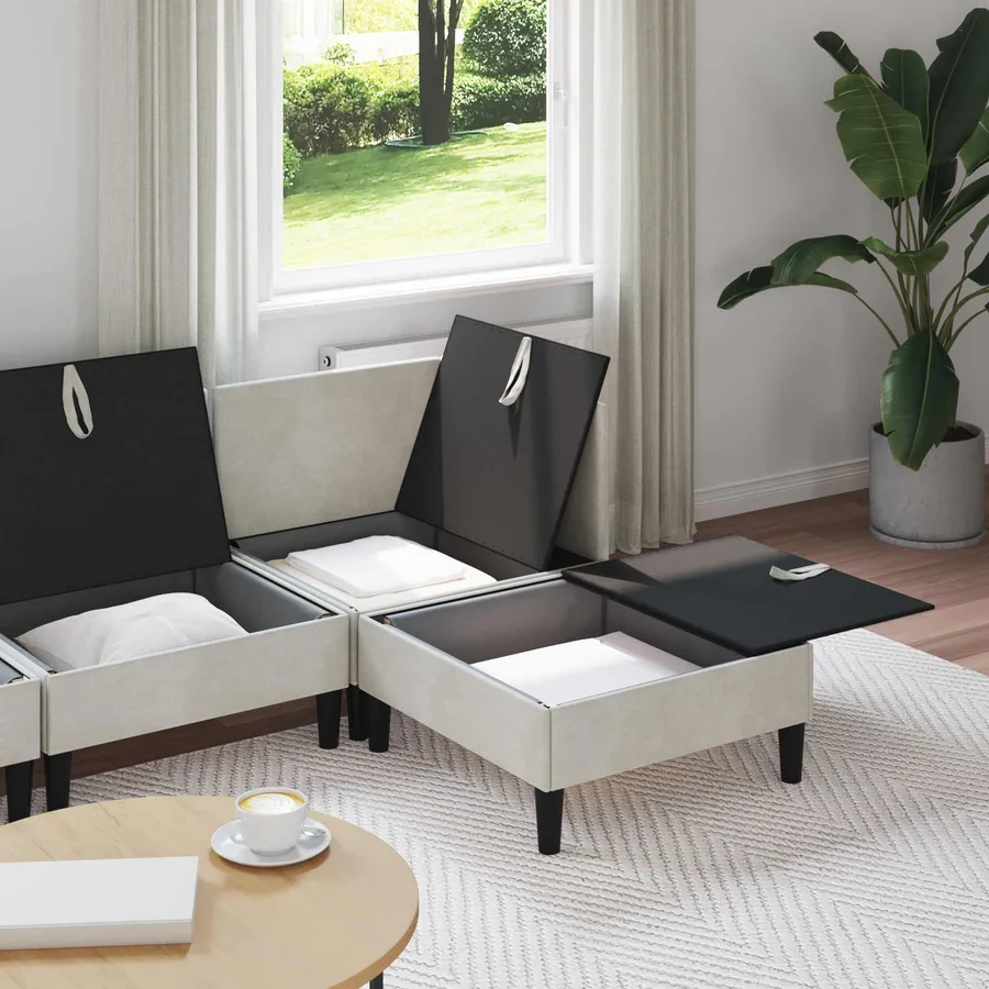 Ensemble de meubles pour le salon 4 pcs Crème Velours - 3