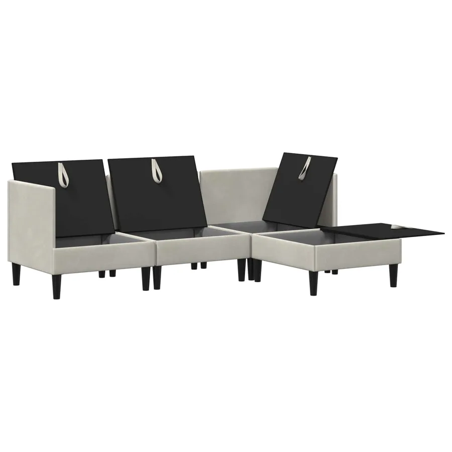 Ensemble de meubles pour le salon 4 pcs Crème Velours - 4