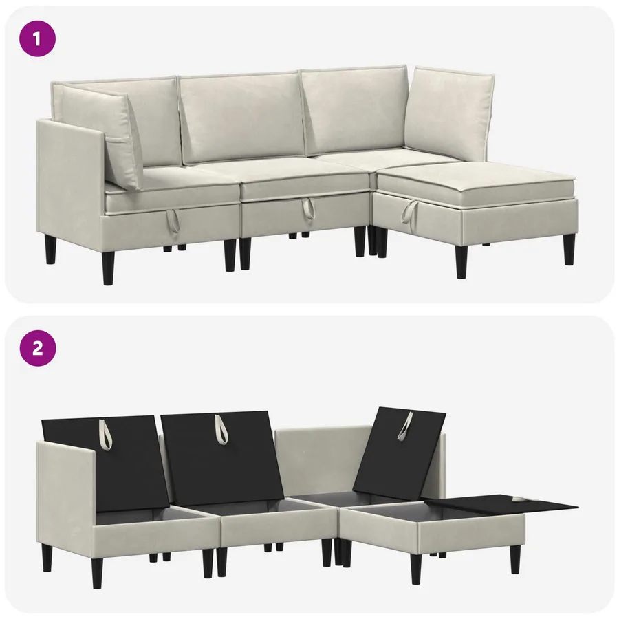 Ensemble de meubles pour le salon 4 pcs Crème Velours - 8