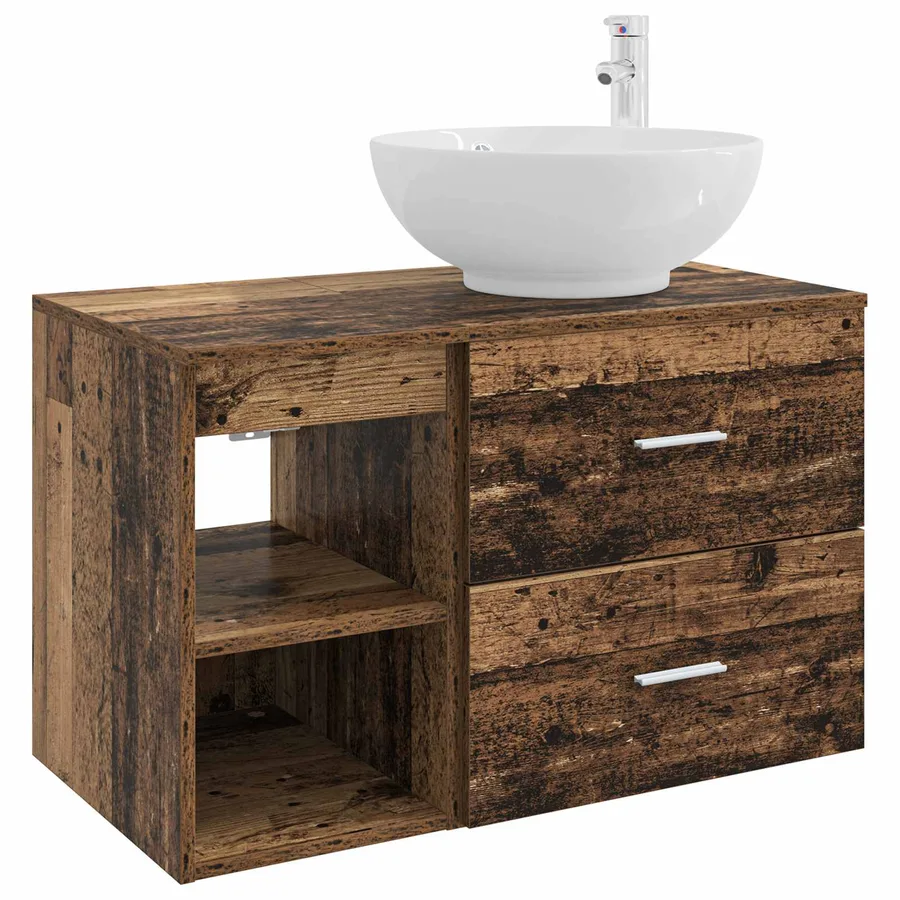 Ensemble de mobilier de salle de bain 2 pcs Bois ancien - 2