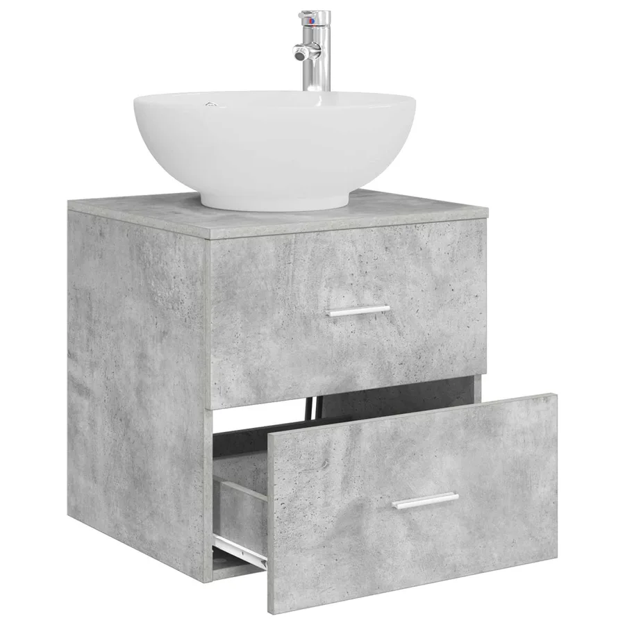 Vanité de lavabo mural Gris béton 49,5 x 44,5 x 66,5 cm - 3