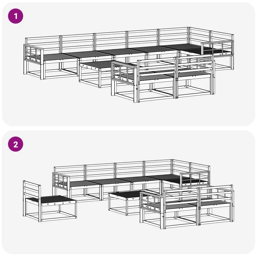 Ensemble de canapés d'extérieur 9 pcs Naturel - 9