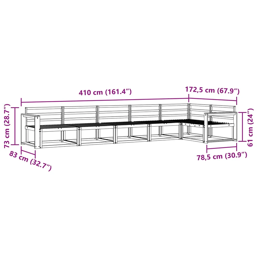 Ensemble de canapés d'extérieur 6 pcs Naturel - 7