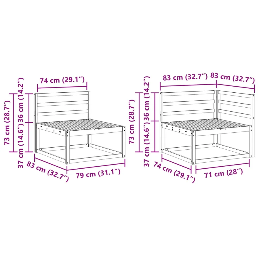 Ensemble de canapés d'extérieur 6 pcs Naturel - 8