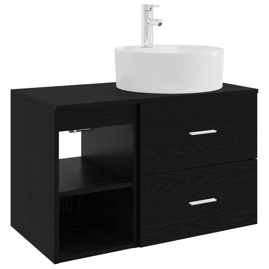 Ensemble de mobilier de salle de bain 2 pcs Chêne noir - 2