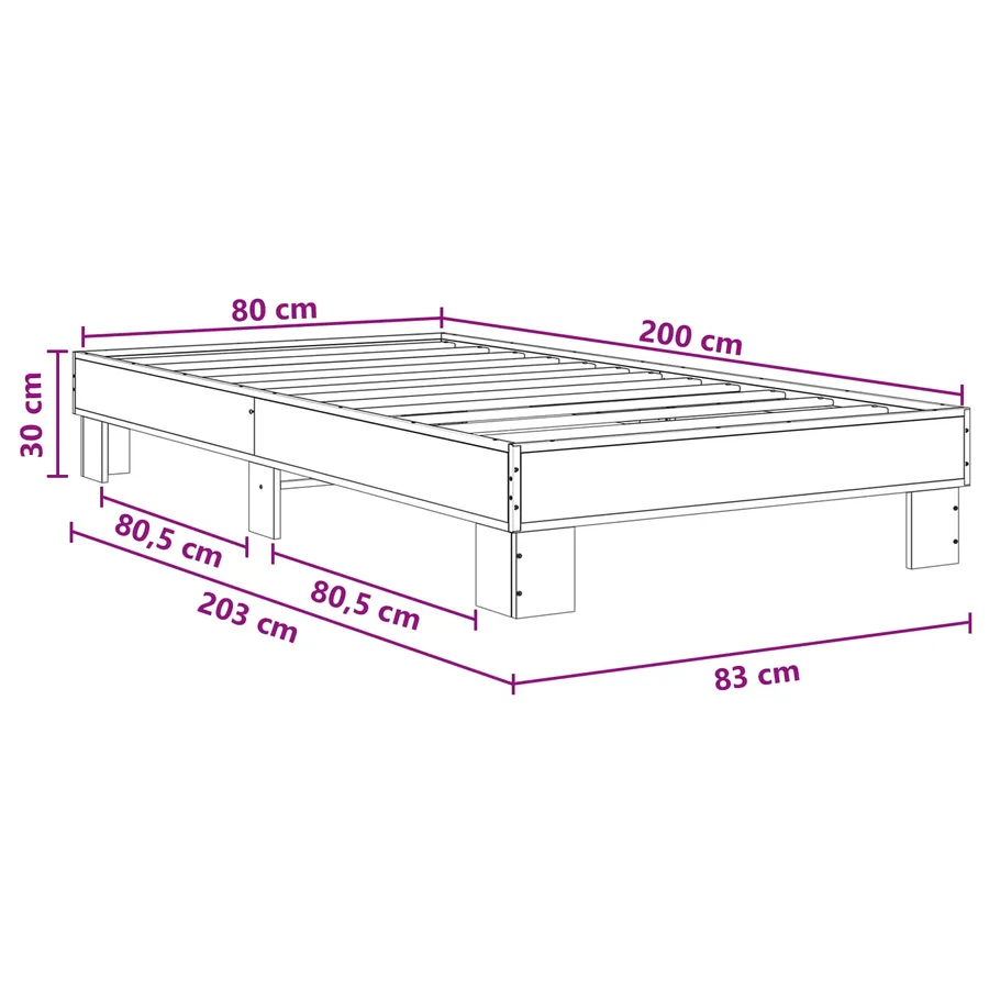 Cadre de lit Chêne Sonoma 80 x 200 cm Bois d'ingénierie - 7