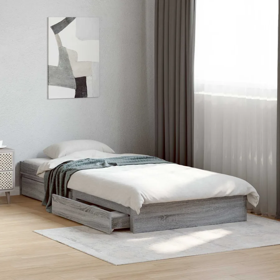 Cadre de lit avec rangement avec tiroir Sonoma gris 80 x 200 cm