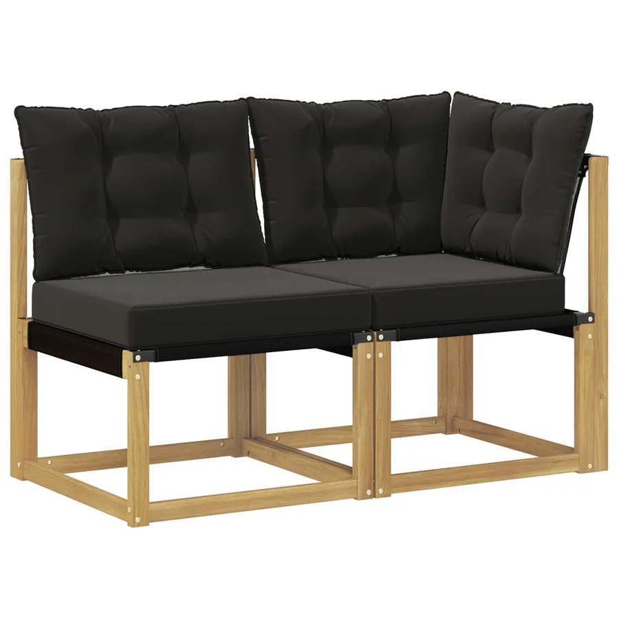 Canapé d’extérieur milieu et coin avec coussin 2 Pièce Blanc - 2