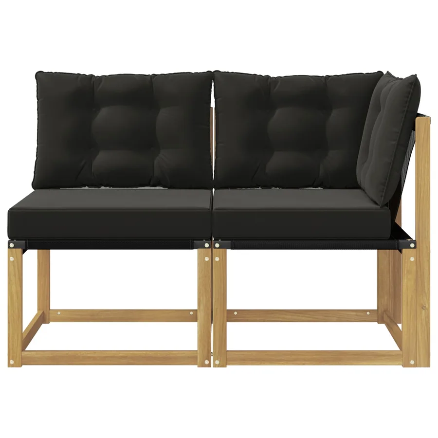 Canapé d’extérieur milieu et coin avec coussin 2 Pièce Blanc - 5