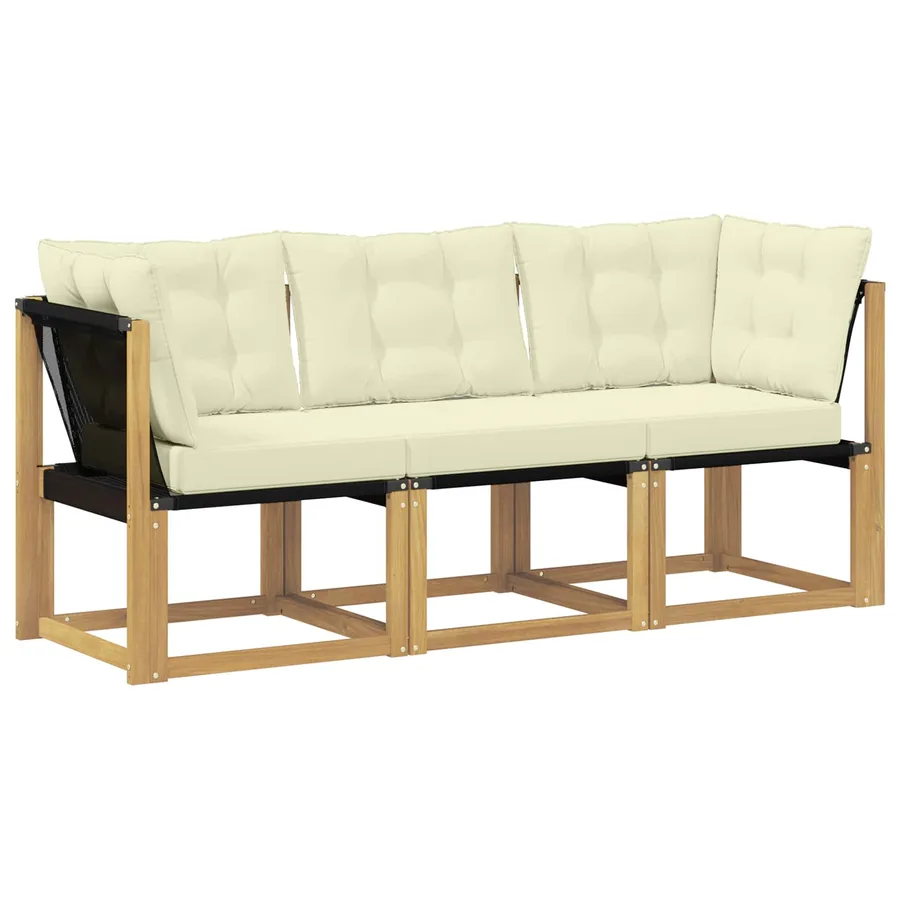 Canapé d’extérieur milieu et coin avec coussin 3 Pièce Blanc - 2