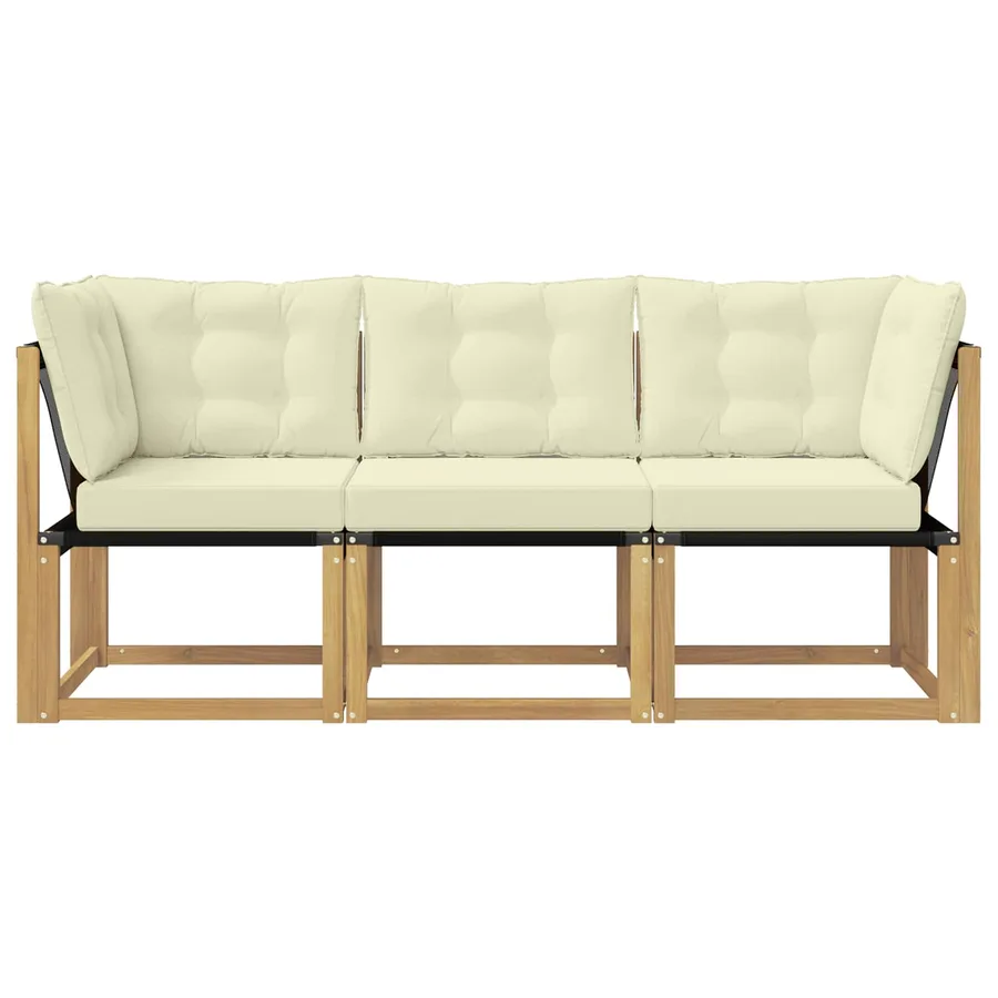 Canapé d’extérieur milieu et coin avec coussin 3 Pièce Blanc - 5