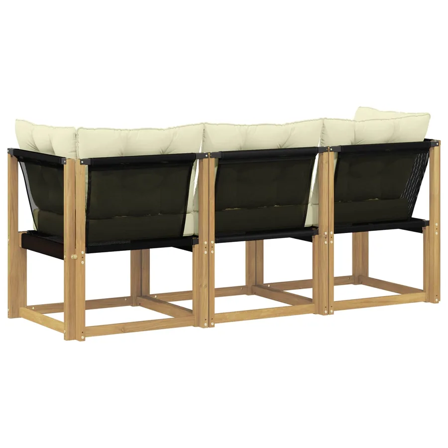 Canapé d’extérieur milieu et coin avec coussin 3 Pièce Blanc - 7