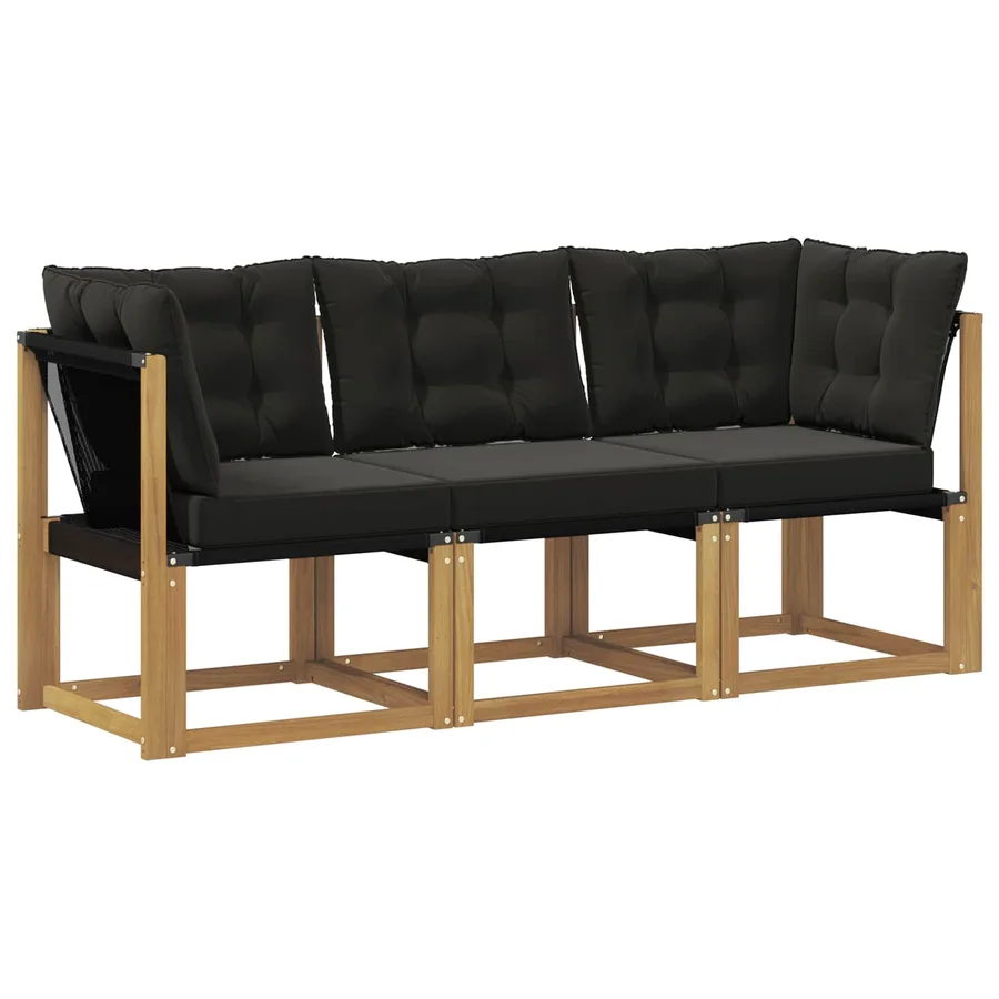 Canapé d’extérieur milieu et coin avec coussin 3 Pièce Blanc - 2