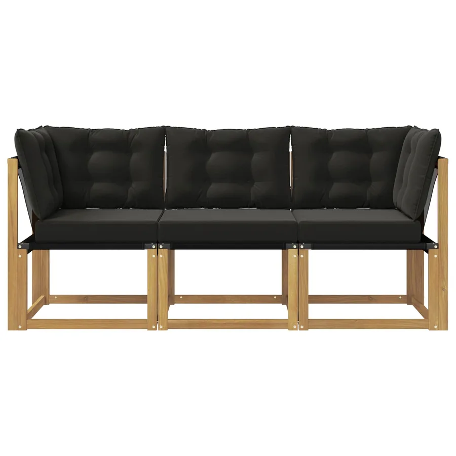 Canapé d’extérieur milieu et coin avec coussin 3 Pièce Blanc - 5