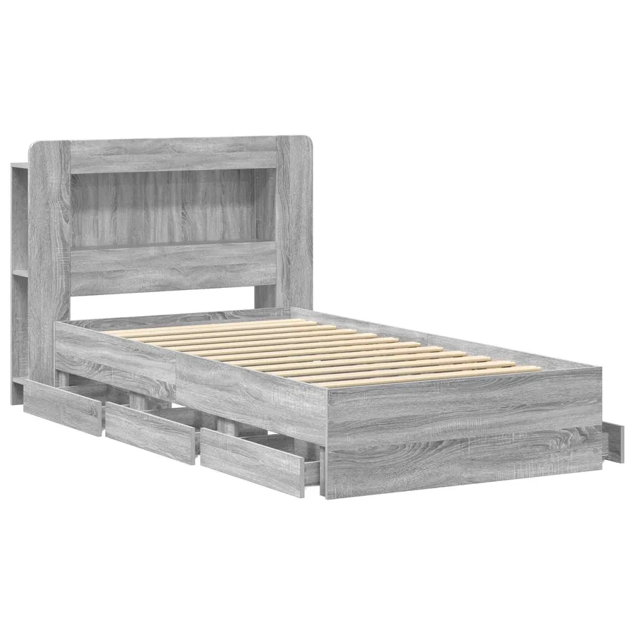 Cadre de lit avec rangement Sonoma gris 90 x 190 cm - 4