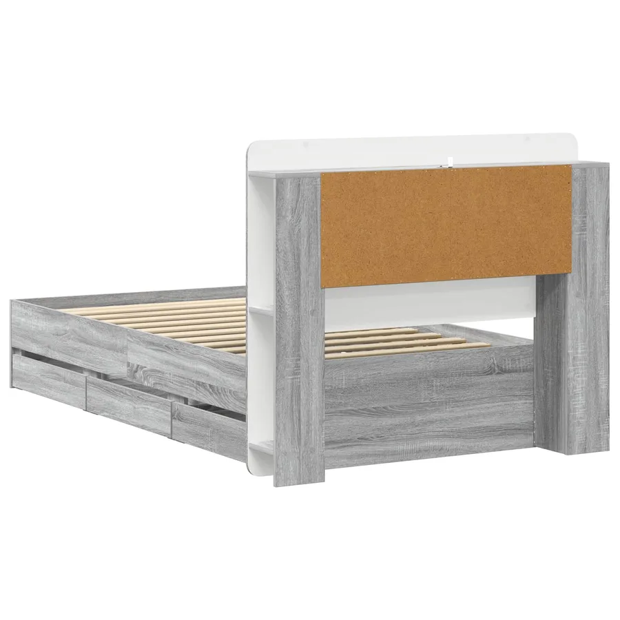 Cadre de lit avec rangement Sonoma gris 90 x 190 cm - 6