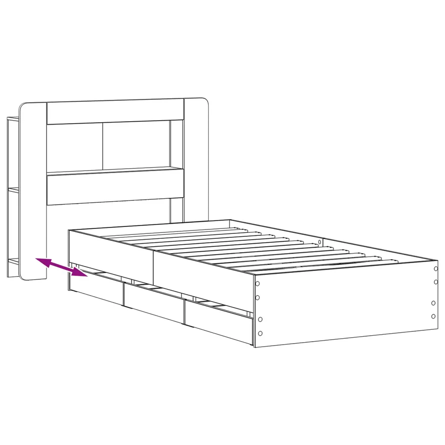 Cadre de lit avec rangement Sonoma gris 90 x 190 cm - 9