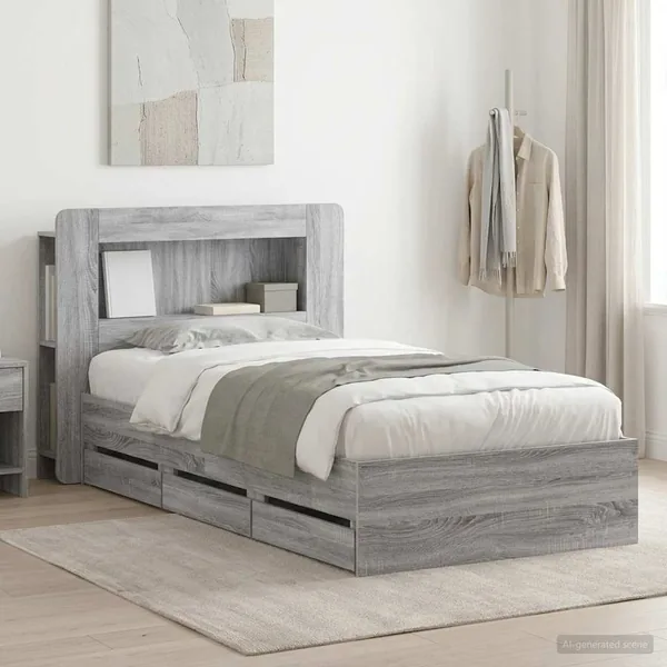 Cadre de lit avec rangement Sonoma gris 100 x 200 cm
