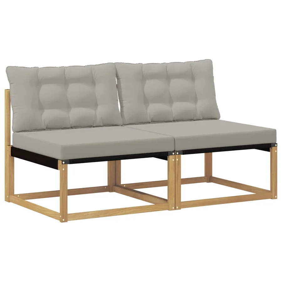 Sofa de milieu extérieur Bois d'acacia massif et Textilène - 2
