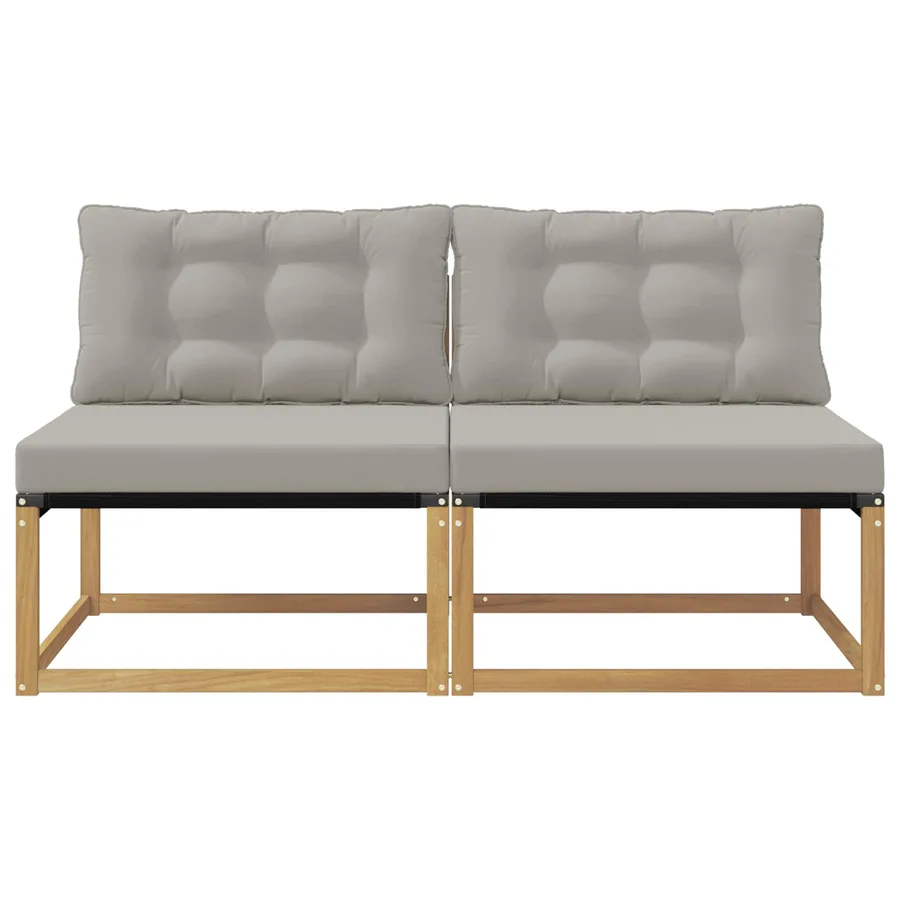 Sofa de milieu extérieur Bois d'acacia massif et Textilène - 4