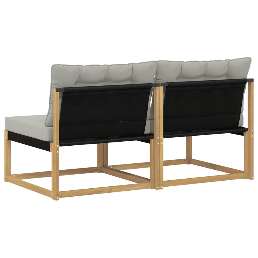 Sofa de milieu extérieur Bois d'acacia massif et Textilène - 6