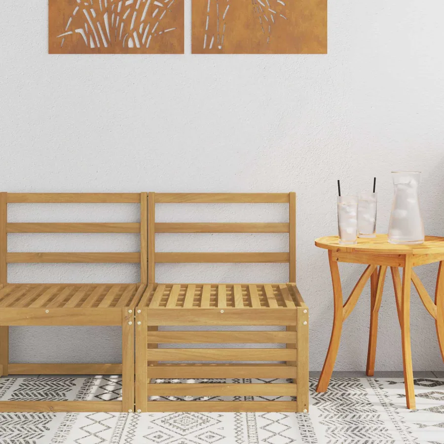 Sofa de milieu extérieur Bois d'Acacia Massif Blanc