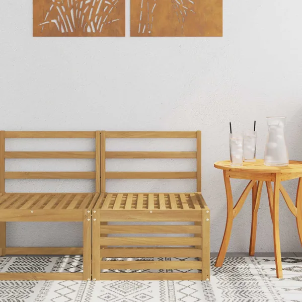 Sofa de milieu extérieur Bois d'Acacia Massif Blanc