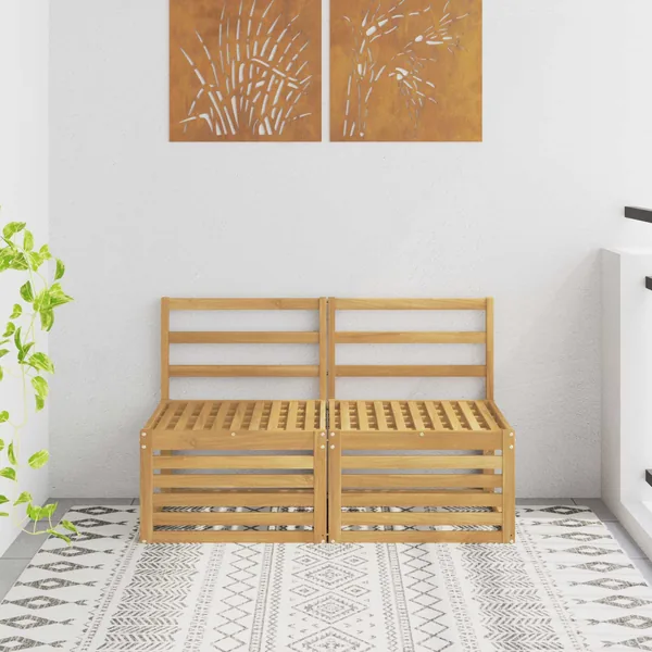 2 Pièce Sofa de milieu extérieur Bois d'Acacia Massif Blanc