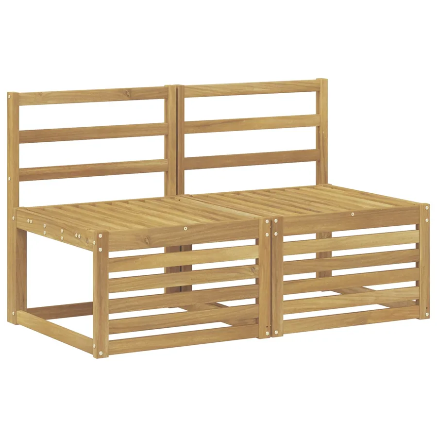 2 Pièce Sofa de milieu extérieur Bois d'Acacia Massif Blanc - 2