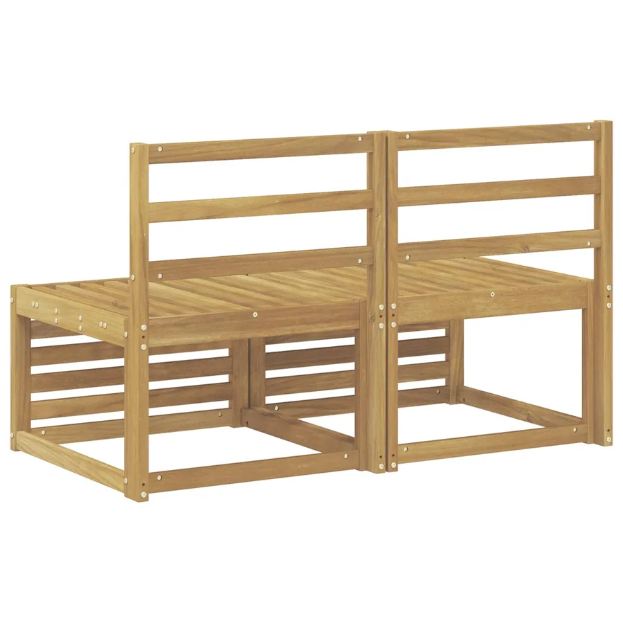 2 Pièce Sofa de milieu extérieur Bois d'Acacia Massif Blanc - 5