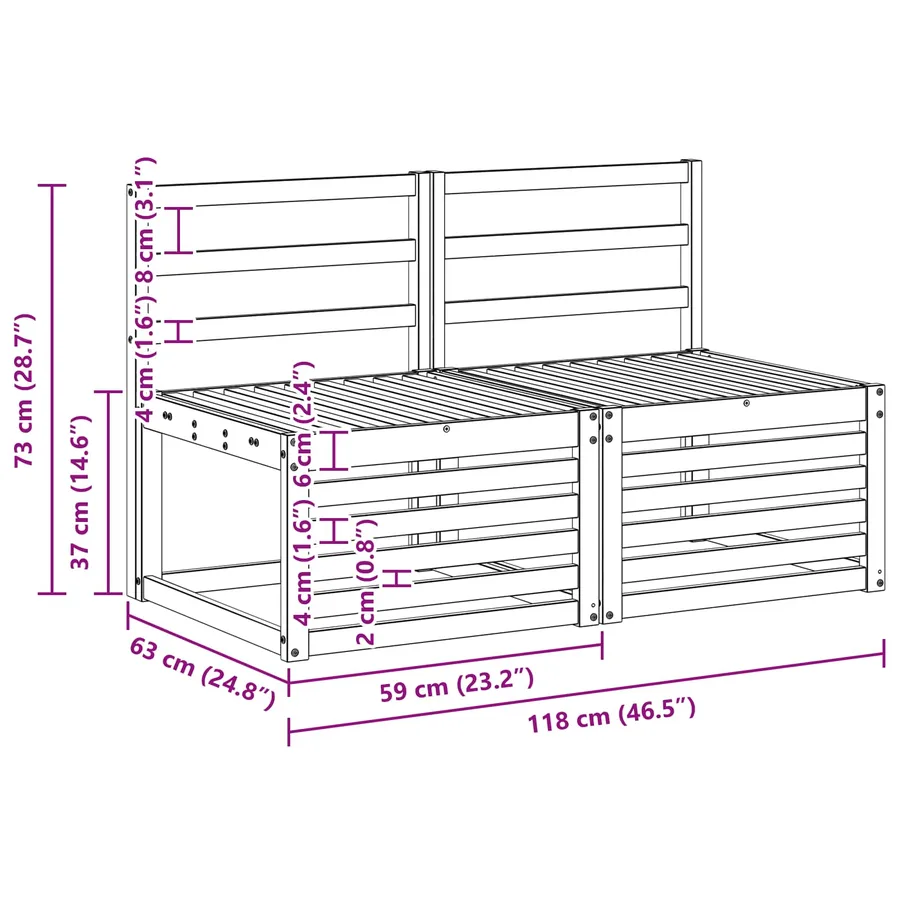 2 Pièce Sofa de milieu extérieur Bois d'Acacia Massif Blanc - 7