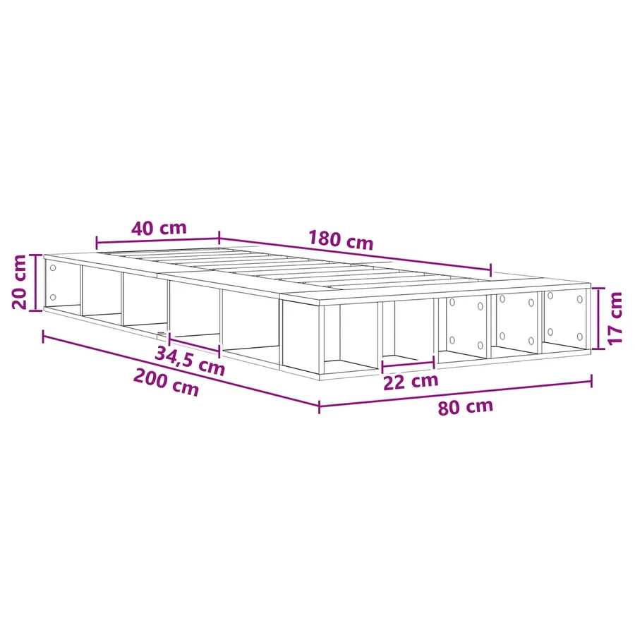 Cadre de lit avec rangement Sonoma gris 80 x 200 cm - 10