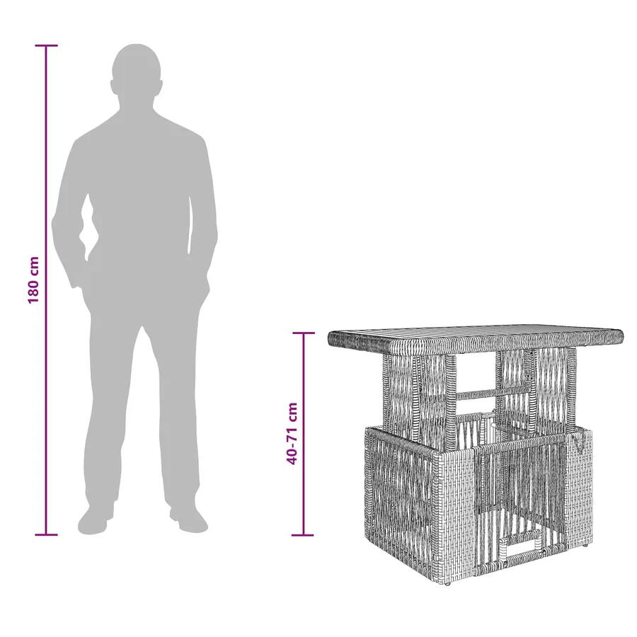 Ensemble de salle à manger pour jardin 3 pcs Noir et Crème - 12