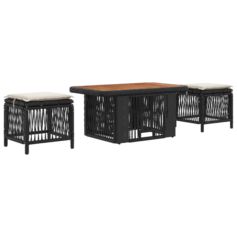 Ensemble de salle à manger pour jardin 3 pcs Noir et Crème - 2
