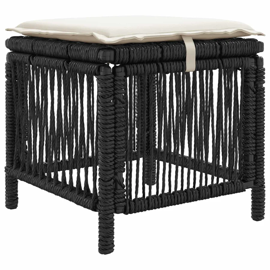 Ensemble de salle à manger pour jardin 3 pcs Noir et Crème - 4