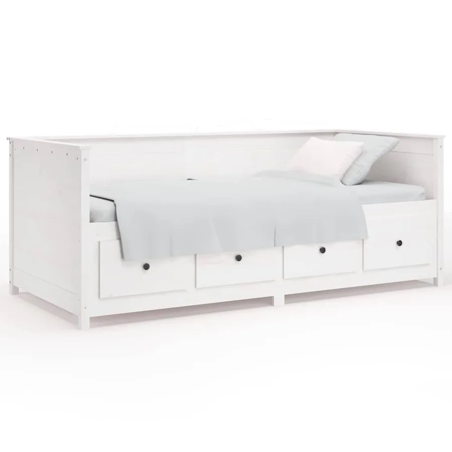 Lit de jour sans matelas blanc 90x190 cm bois de pin massif - 2