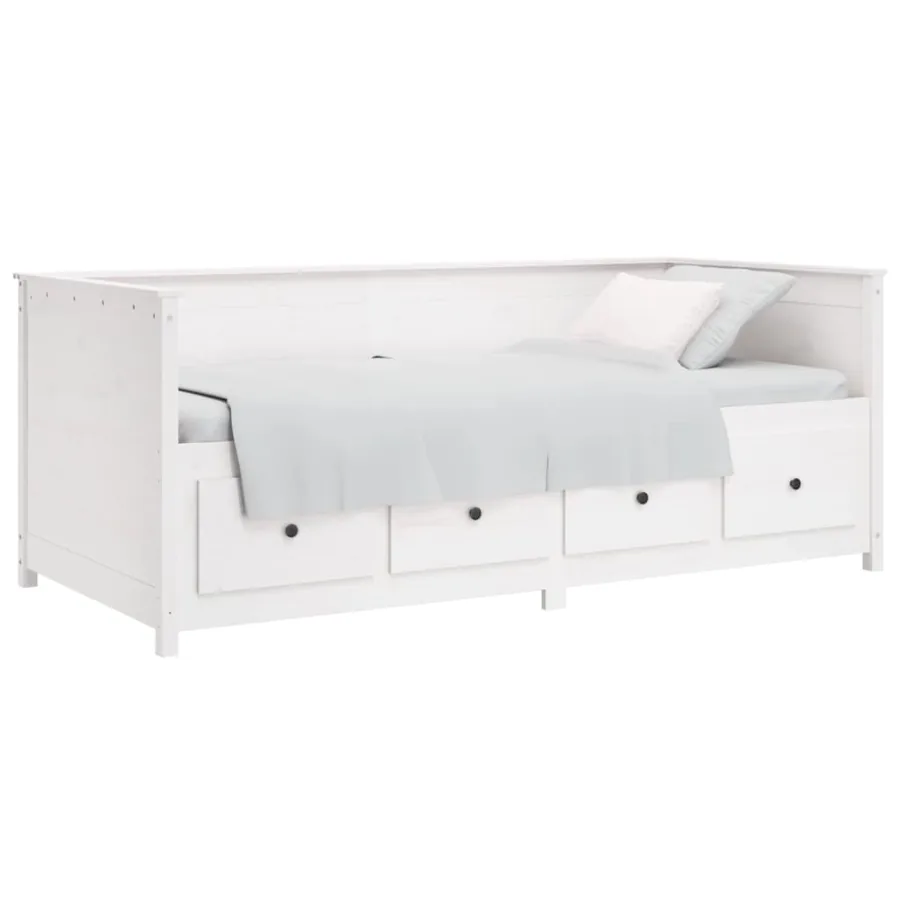 Lit de jour sans matelas blanc 90x190 cm bois de pin massif - 3