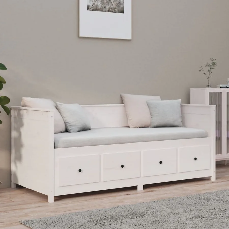 Lit de jour sans matelas blanc 90x190 cm bois de pin massif - 4