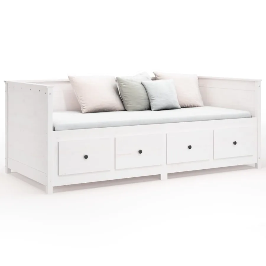 Lit de jour sans matelas blanc 90x190 cm bois de pin massif - 5