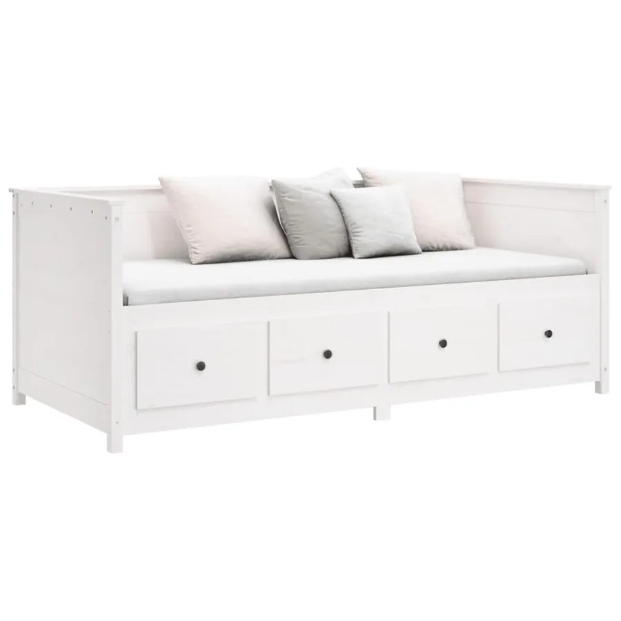 Lit de jour sans matelas blanc 90x190 cm bois de pin massif - 6